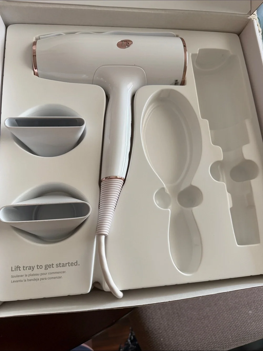 T3 White and Rose Gold Hair Dryer